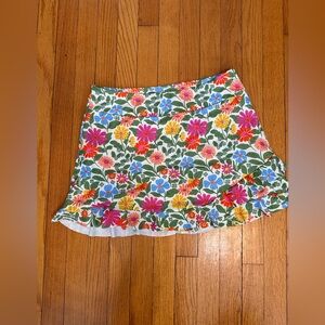 Lime Ricki White Floral Mini Skirt with Pink, Blue, Yellow Flowers